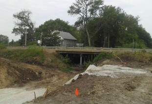A September 23rd look at the existing bridge as shoofly detour construction work is underway, courtesy of KDOT