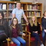 November is International Student month. The five exchange students attending Wamego High School took the opportunity to thank the board for allowing them to attend WHS this year. The students are (right to left): Leila,Nunes, Brazil, YFU; Giulia Rinaldi, Switzerland, AFS; Matt Lövfors, Sweden, YFU; Signe Kragh, Denmark, YFU; and Kathi Manke, Germany, YFU; Photo by Beth Day, Wamego Smoke Signal
