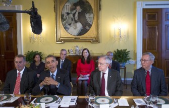 Barack Obama, Mitch McConnell, John Boehner, Harry Reid