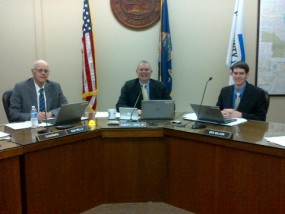 Riley County Commissioners Ron Wells, left, Bob Boyd and Ben Wilson. 