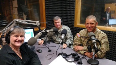 Fort Riley Commanding General Wayne W. Grigsby, Jr. & Command Sergeant Major Michael A. Grinston with KMAN's Cathy Dawes