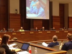 RCPD Dir. Brad Schoen addressing Law Board; photos by Cathy Dawes