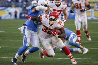 Kansas City Chiefs running back Spencer Ware runs upfield during the second half of an NFL football game against the San Diego Chargers on Sunday, Nov. 22, 2015, in San Diego. (AP Photo/Lenny Ignelzi)