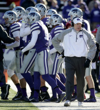 Kansas State head coach Bill Snyder watches during the second half of an NCAA college football game against Iowa State Saturday, Nov. 21, 2015, in Manhattan, Kan. Kansas State won 38-35. (AP Photo/Charlie Riedel)