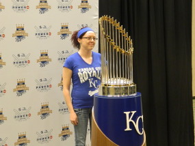 Fan with trophy