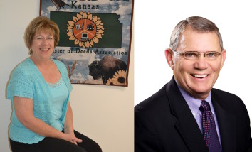 Riley County officials have announced re-election bids. Debbie Regester, left, will seek another term as the county's register of deeds while Robert Boyd, right, will seek to retain his seat on the county commission. (Courtesy photos)