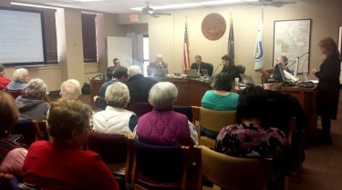 A full house watches Riley County commissioners conduct business Thursday morning in the commission chambers. Commissioners approved $73,000 in additional funding for five local agencies. (Staff photo by Brady Bauman)