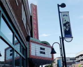 The exterior of Varney's is lit last Friday with the words "shop local" on the marquee. Varney's has announced it will be closing all its locations on June 30. (Staff photo by Brady Bauman)