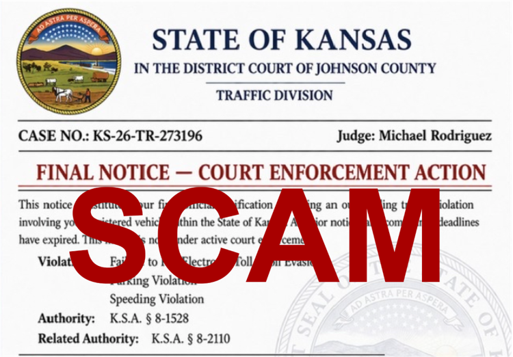 Scam imitates Kansas court alerts to coerce payments